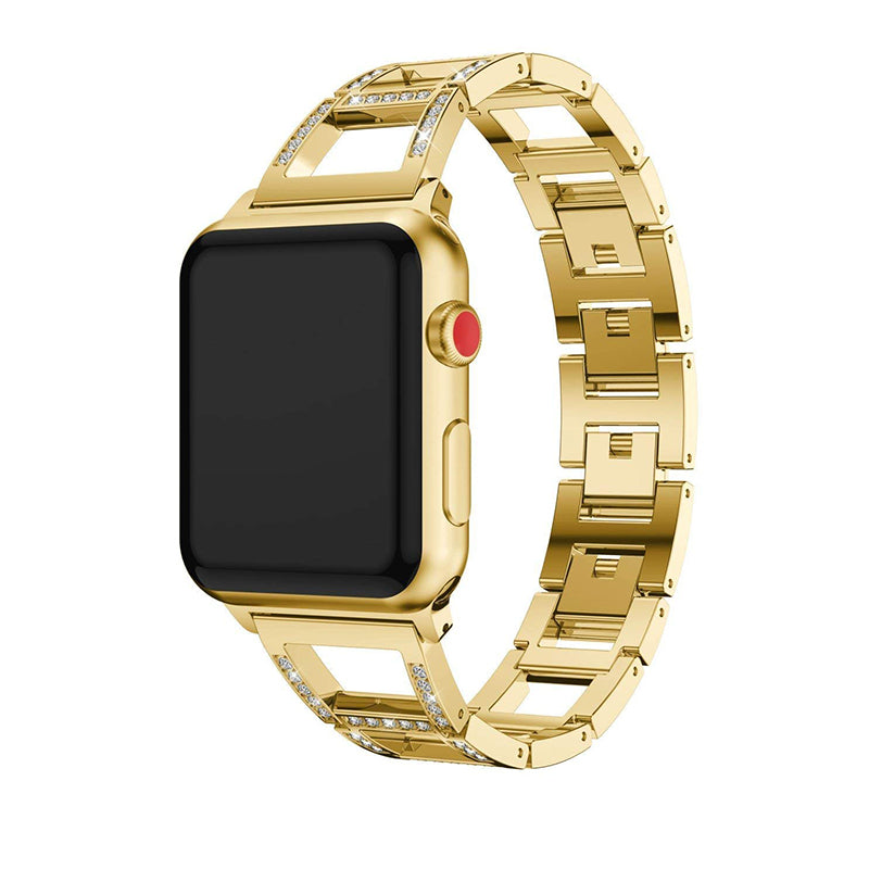 Trapezoid Design Rhinestones Decor Metal Smartwatch Strap Wrist Band for Apple Watch Series 9 8 7 41mm 6 5 4 SE (2023) SE(2022) SE 40mm 3 2 1 38mm Trapezoid Design Rhinestones Decor Metal Smartwatch Strap Wrist Band for Apple Watch Series 9 8 7 41mm 6 5 4 SE (2023) SE(2022) SE 40mm 3 2 1 38mm